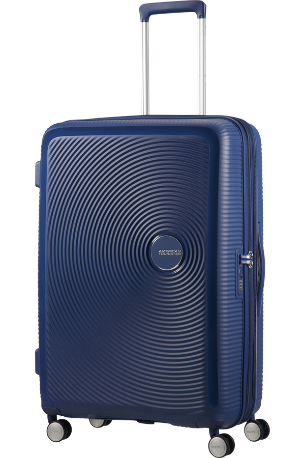American Tourister Soundbox Spinner extensible 77cm Bleu marine fonc&eacute;
