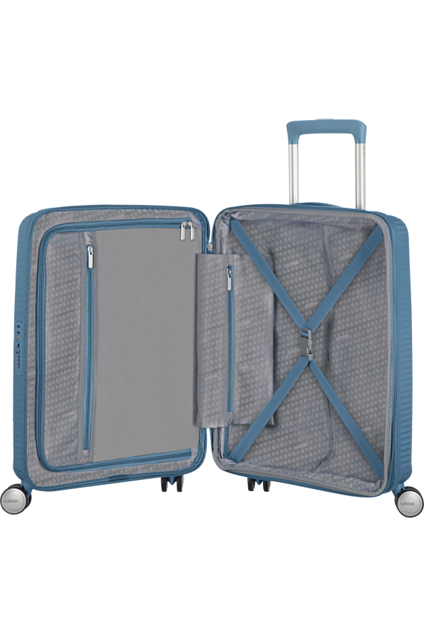 American Tourister Soundbox Spinner Expandable 55cm  Stone Blue American Tourister Soundbox Spinner Expandable 55cm  Stone Blue