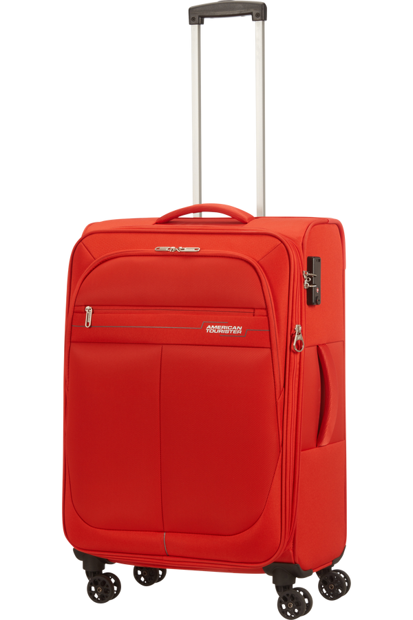 American Tourister Deep Dive Spinner Expandable TSA M  Red/Grey