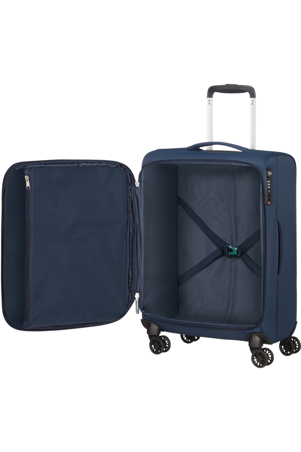 American Tourister Lite Ray Spinner TSA Expandable 55cm  Bleu marine foncé