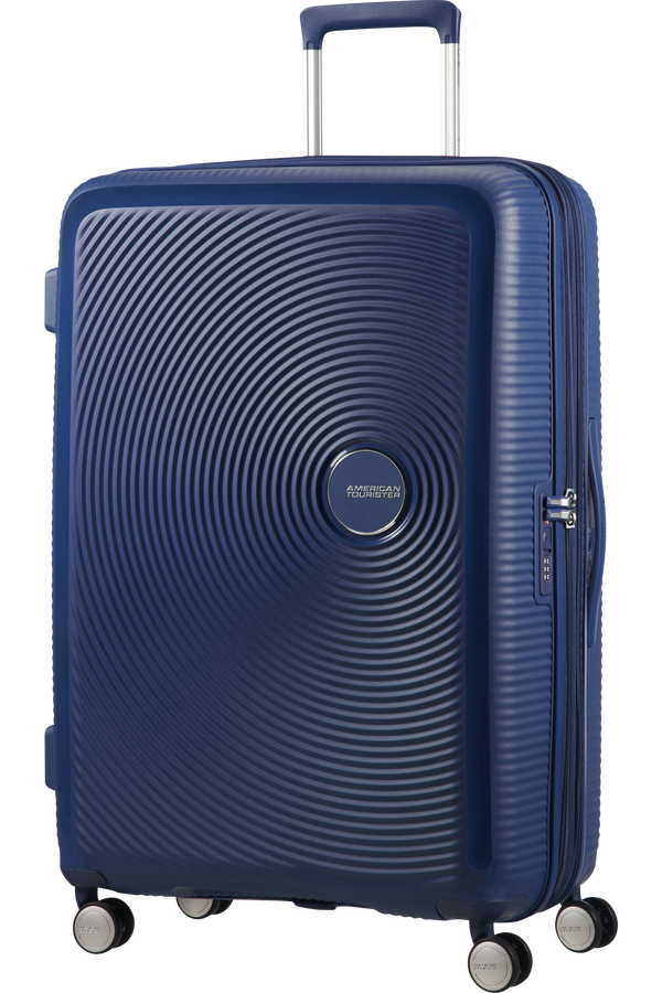 American Tourister Soundbox Spinner extensible 77cm Bleu marine fonc&eacute;