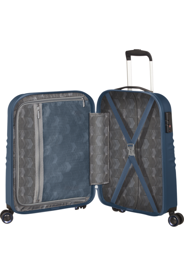 American Tourister Wavetwister Spinner TSA 55cm  Bleu marine foncé
