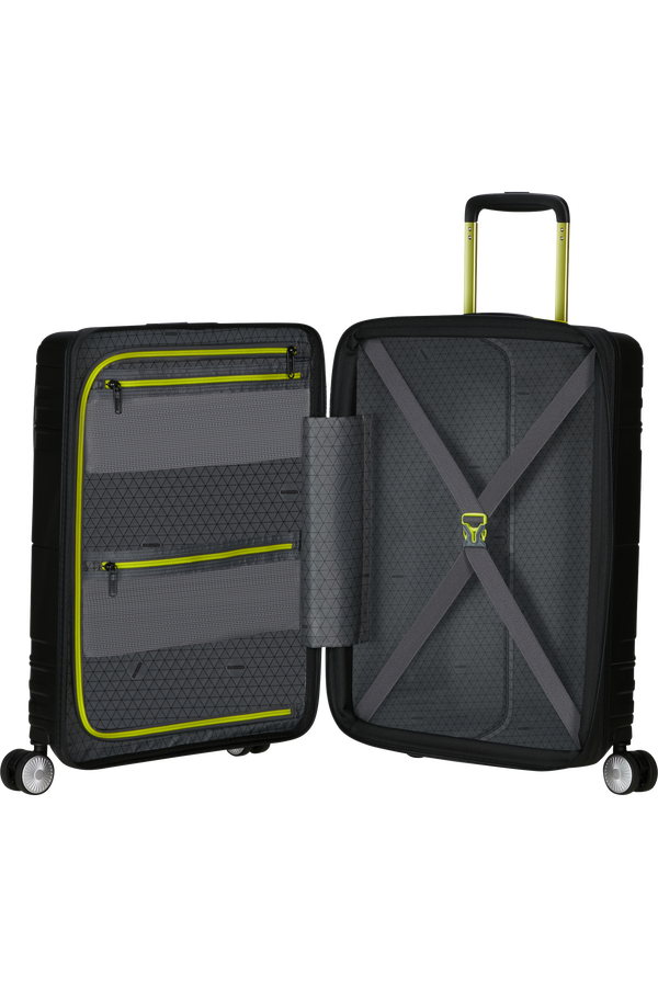 American Tourister Hello Cabin Spinner Exp Coated 55cm  Black/Lime