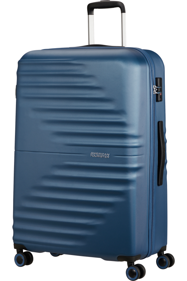 American Tourister Wavetwister Spinner TSA 77cm  Bleu marine fonc&eacute;