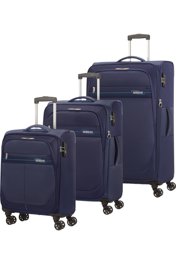 American Tourister Deep Dive 3 PC Set A  Bleu marine/Bleu