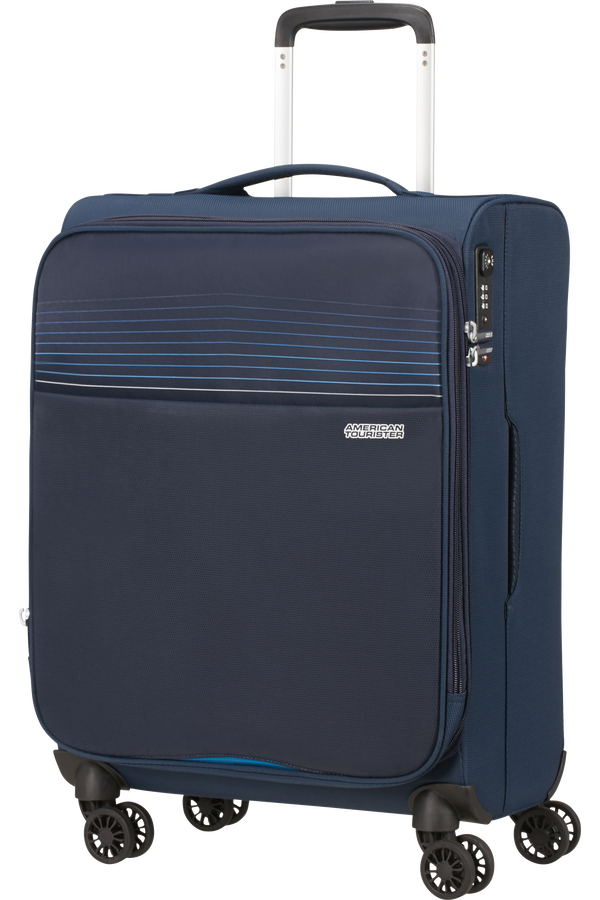 American Tourister Lite Ray Spinner TSA Expandable 55cm  Bleu marine foncé